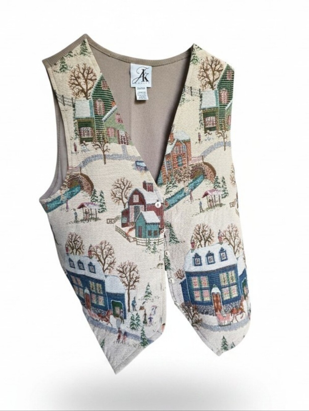 Vintage JK Tapestry Winter Village Vest